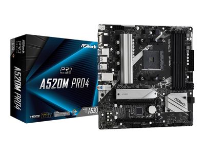 ASRock A520M Pro4 - motherboard - micro ATX - Socket AM4 - AMD A520_3