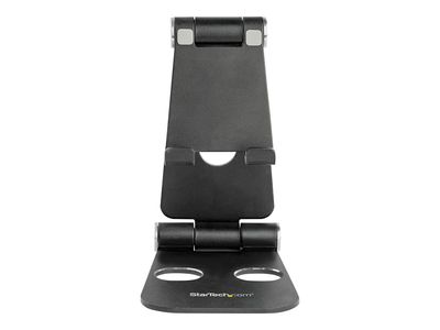 StarTech.com Phone and Tablet Stand, Foldable Universal Mobile Device Holder for Smartphones & Tablets, Adjustable Multi-Angle Viewing Ergonomic Cell Phone Stand for Desk, Portable, Black - Foldable Phone Holder (USPTLSTNDB) - desktop stand for cellular p_2