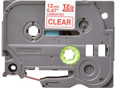 Brother laminated tape TZe-132 - Red on clear_2