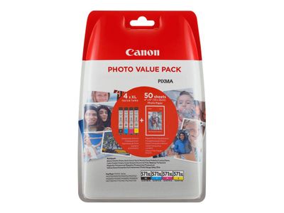 Canon CLI-571 XL C/M/Y/BK Photo Value Pack - 4er-Pack - Schwarz, Gelb, Cyan, Magenta - original - Tintenbehälter- / Papierpaket_thumb