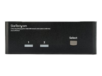 StarTech.com 2 Port Dual DisplayPort USB KVM Switch mit Audio - DisplayPort Desktop KVM Umschalter mit USB Hub - 4xUSB Buchse 2xDP Buchse - KVM-/Audio-Switch - 2 Anschlüsse_2