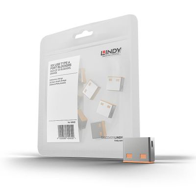 Lindy 40463 Schnittstellenblockierung USB Typ-A Orange Acrylnitril-Butadien-Styrol (ABS) 10 Stück(e)_thumb
