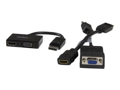 StarTech.com Reise A/V Adapter: 2-in-1 DisplayPort auf HDMI oder VGA Konverter - DP zu HDMI / VGA Adapter im kompakten Design - Videokonverter - Schwarz_1