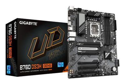 GIGABYTE B760 DS3H GEN5 Mainboard – Unterstützt Intel Core Prozessoren der 14. Generation, 8+2+1 Phasen Digital-VRM, bis zu 5600 MHz DDR5, 2 x PCIe 4.0 M.2, 1 GbE LAN, USB 3.2 Gen 2x2_thumb
