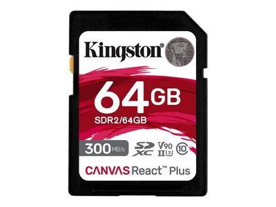 Kingston Canvas React Plus - flash memory card - 64 GB - SDXC UHS-II_1