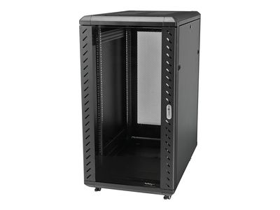 StarTech.com 18HE 19 Zoll Server Rack/Schrank - 4 Pfosten mit Einstellbare Tiefe(15-81cm), abschließbares Knock Down(FlatPack) Netzwerkschrank - Glastür & Rollen - HP ProLiant ThinkServer (RK1836BKF) - Schrank - 18U_thumb