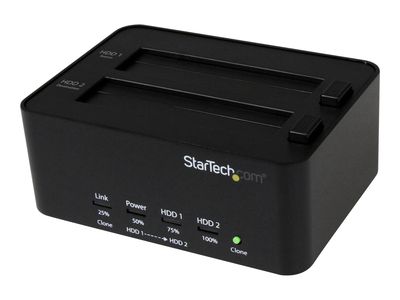 StarTech.com Dual Bay Hard Drive Duplicator and Eraser, Standalone HDDSSD ClonerCopier, USB 3.0 to SATA Docking Station, Hard Disk Duplicator and Sanitizer Dock - ToollessTop-Loading Design - Festplattenduplikator_thumb