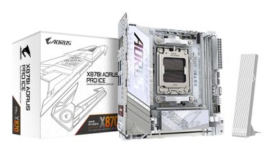 GIGABYTE X870I AORUS PRO ICE Motherboard - Supports AMD Ryzen 9000 Series CPUs, 8+2+1 phases VRM, up to 8400MHz DDR5 (OC), 1xPCIe 5.0 M.2 + 1xPCIe 4.0 M.2, WI-FI 7, 2,5GbE LAN, USB 4_thumb