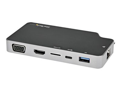 StarTech.com USB C Multiport Adapter, USB-C to 4K HDMI or VGA Display/Video/Monitor with 100W Power Delivery Pass-through, 10Gbps USB Hub, MicroSD, Ethernet, USB 3.1 Gen 2 Type-C Mini Dock - Works w/ Thunderbolt 3 (CDP2HVGUASPD) - docking station - USB-C_4