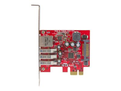StarTech.com 3 Port PCI Express USB 3.0 Card + Gigabit Ethernet - Fits Standard & Low-Profile PCs - UASP Supported - Optional SATA Power (PEXUSB3S3GE) - network / USB adapter - PCIe 2.0 - USB 3.0 x 3 + 1000Base-T x 1_3