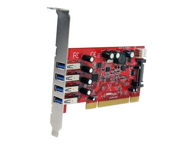 StarTech.com 4 Port PCI SuperSpeed USB 3.0 Adapter Card with SATA/SP4 Power - Quad Port PCI USB 3 Controller Card (PCIUSB3S4) - USB adapter - PCI-X - USB 3.0 x 4_2
