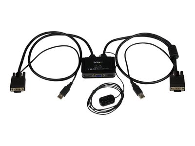 StarTech.com 2 Port VGA USB KVM Switch Kabel - VGA KVM Umschalter USB Powered mit Fernumschaltung - KVM-Switch - 2 Anschlüsse_thumb