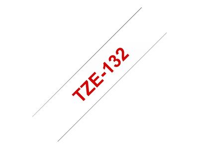 Brother TZE-132 - 12 mm - Rot auf Transparent_1