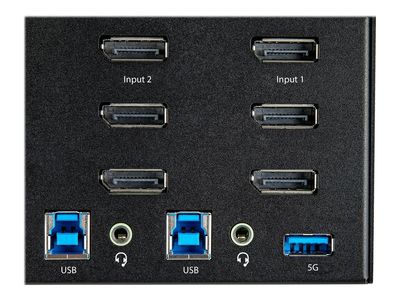 StarTech.com 2 Port DisplayPort KVM Switch - 4K 60 Hz UHD HDR - DP 1.2 KVM Umschalter mit USB 3.0 Hub mit 2 Anschlüssen (5 Gbit/s) und 4x USB 2.0 HID Anschlüssen, Audio - Hotkey - TAA (SV231TDPU34K) - KVM-/Audio-Switch - 2 Anschlüsse - TAA-konform_4